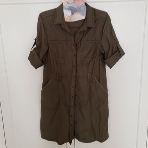 Royal Robbins Snap Front Dress 10 Forest Green